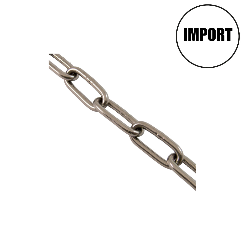 100-cm = 1-mètre 3-mm Starke de chaîne en acier inoxydable à maillons courts V4A lien court pièces de chaîne d'ancrage DIN 5685 DIN 766 1-m 
