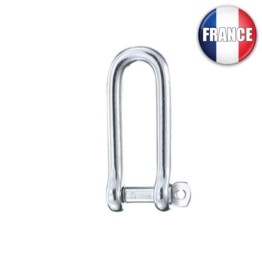 Manille longue forgée inox axe imperdable