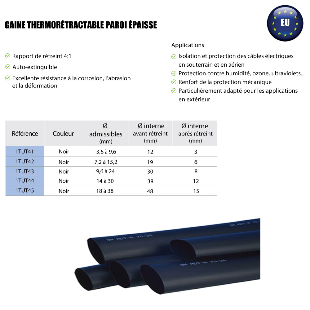 Gaine thermorétractable 3M™ SFTW-203, 6 / 2 mm, Transparente, 300